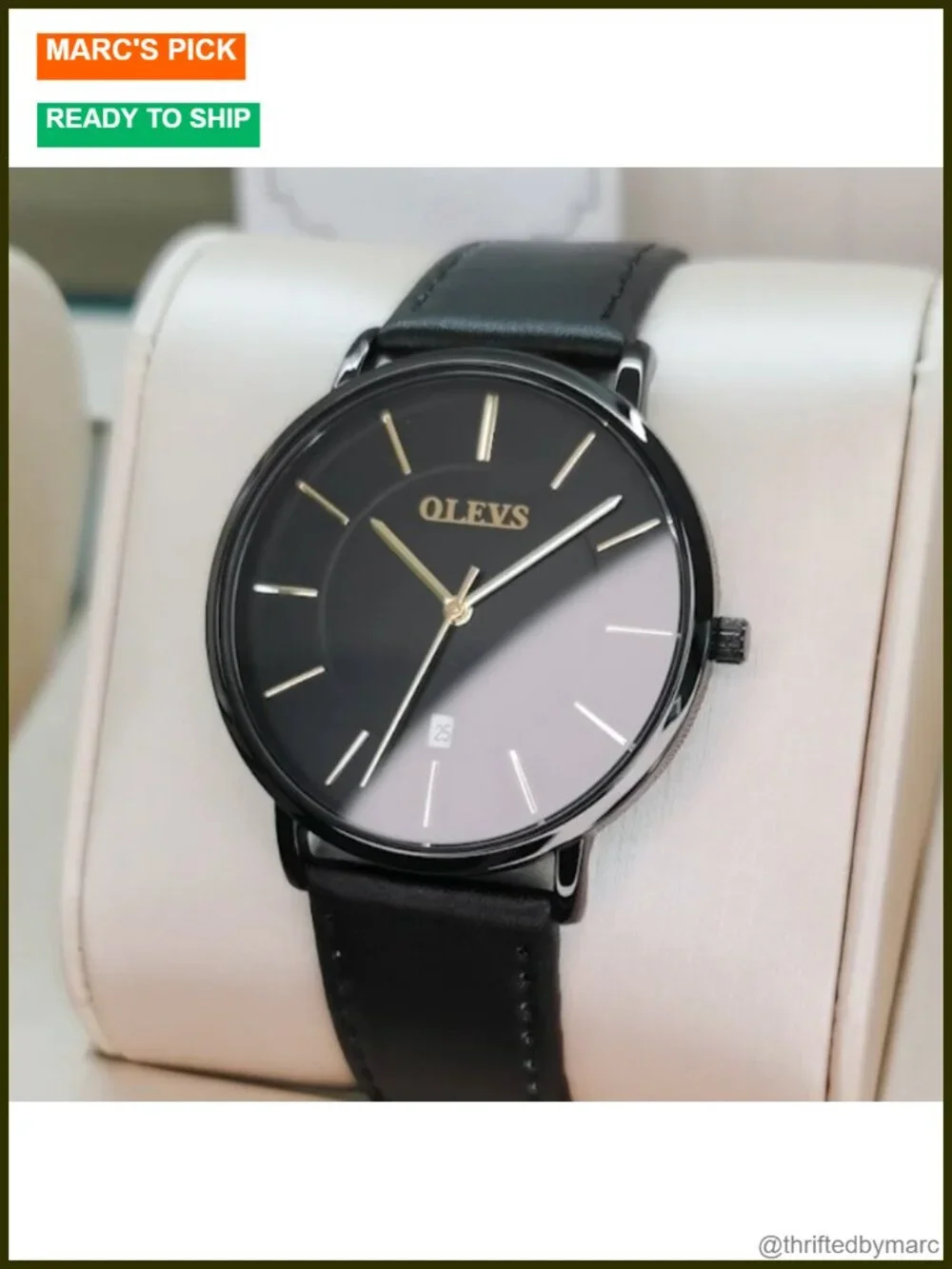 Ultra Thin Leather Watch for Men Dress Casual Minimalist Quartz Analog